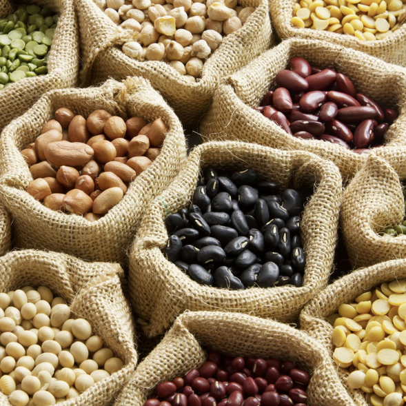 Colorful lentils and beans